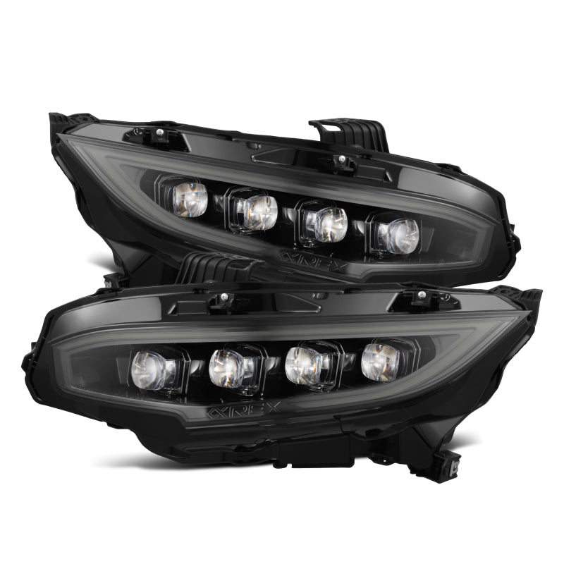 AlphaRex 880492 16-21 Honda Civic NOVA-Series LED Proj Headlights Alpha-Black w/Actv Lgt & Seq.Sig / SB DRL