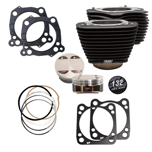 S&S Cycle 2017+ M8 Models 4.320in Bore 4.500in Stroke Cylinder Kit - Wrinkle Black w/o Highlight - 910-0846A