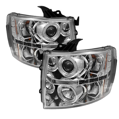 Spyder Chevy Silverado 1500 07-13 Projector Headlights LED Halo LED Chrm PRO-YD-CS07-HL-C SPYDER