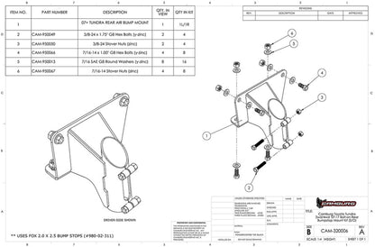 Camburg 07-21 Toyota Tundra 2wd/4wd Bolt-on Rear FOX 2.0 Bump Stop Mount Kit (S/O) Camburg