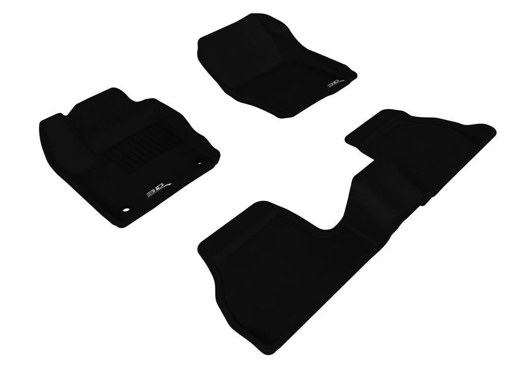 3D MAXpider L1FR02901509 2012-2018 Ford Focus Kagu 1st & 2nd Row Floormats - Black