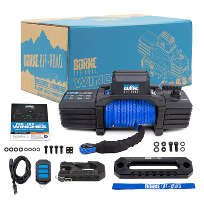 Borne Off-Road 12K Winch - Blue Synthetic Rope Borne Off-Road