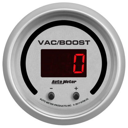 Autometer 52.4mm Silver Switchable 0-1600 PSI/0-110 BAR Vacuum/Boost Ultra-Lite Elite Digital Gauge 6758-UL
