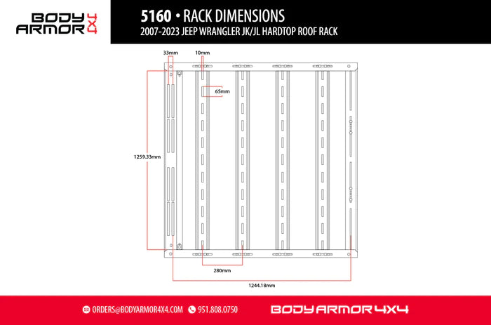 Body Armor 2007-2023 JEEP WRANGLER JK/JL HARDTOP ROOF RACK Body Armor 4x4