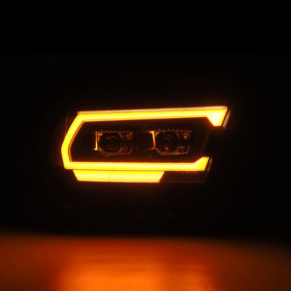 AlphaRex 880576 19-22 Dodge Ram 1500 LUXX LED Proj Headlights Black w/Seq Activation Light/Seq Signal/DRL