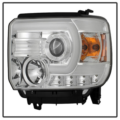 Spyder GMC Sierra 14-16 Projector Headlights Light Bar DRL Chrm PRO-YD-GS14V2-LBDRL-C SPYDER