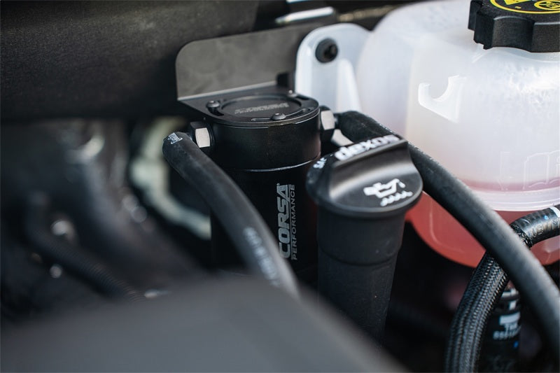 Corsa ALUMINUM OIL CATCH CAN W/ BRACKET | 2019-23 SILVERADO, SIERRA, 2021-23 GM SUV 6.2 & 5.3 CORSA Performance