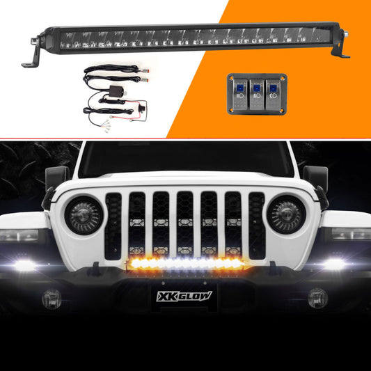 XKGlow 20in Razor Light Bar Fog + Strobe + High Beam Driving Kit - Part XK064020-DFS-KIT