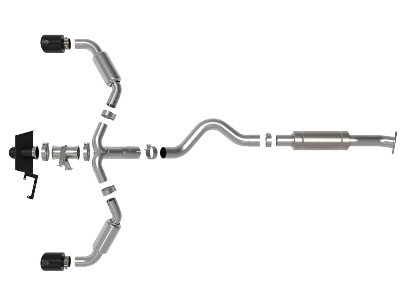 aFe 23-24 Toyota GR Corolla L3 1.6L (t) Gemini XV 3in to 2-1/2in Cat Back Exhaust w/ Black Tips aFe