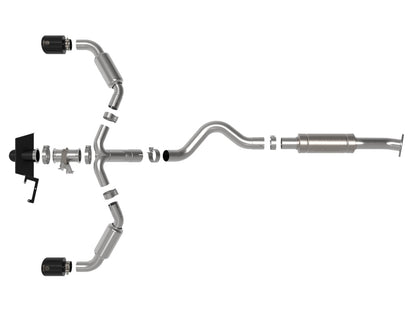 aFe 23-24 Toyota GR Corolla L3 1.6L (t) Gemini XV 3in to 2-1/2in Cat Back Exhaust w/ Black Tips aFe