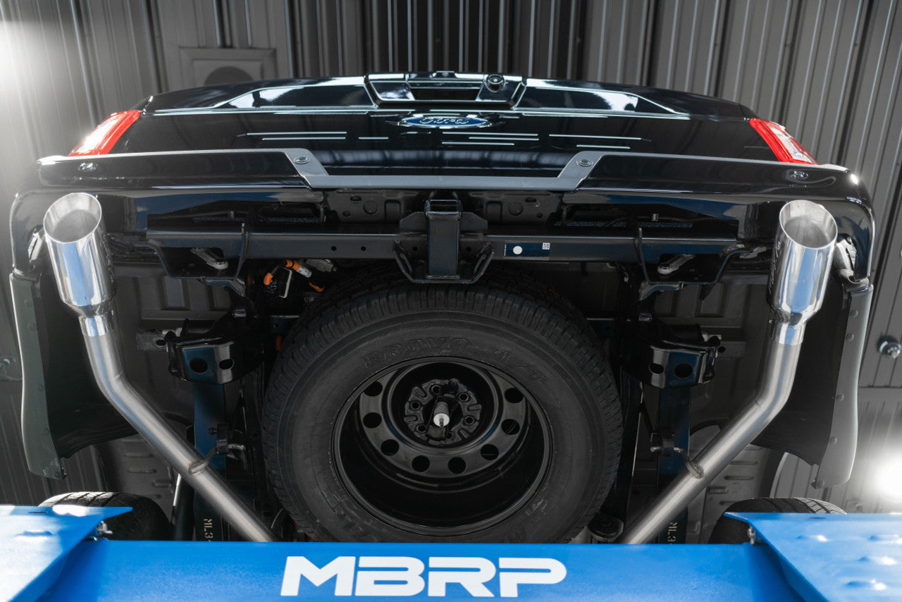 MBRP 2021-2024 Ford F-150 3in Cat-Back 2.5in Dual Split Rear Black Coated Aluminized SteelS5215BLK MBRP