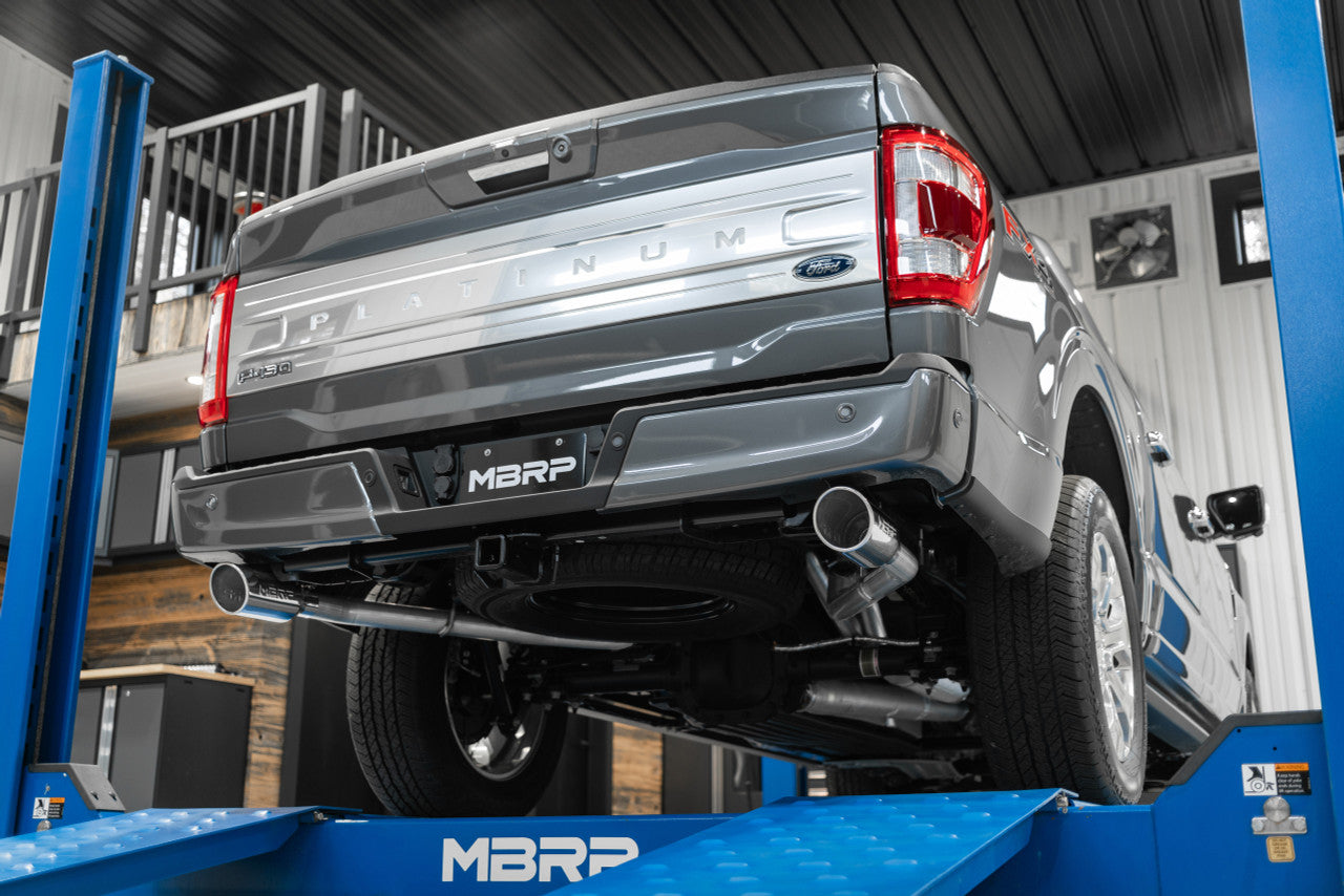 MBRP 2021-2024 Ford F-150 3in Cat-Back 2.5in Dual Split Rear Black Coated Aluminized SteelS5215BLK MBRP