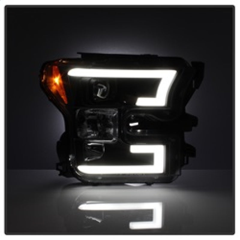 Spyder Ford F150 2015-2017 Projector Headlights - Light Bar DRL LED - Black PRO-YD-FF15015-LBDRL-BK SPYDER