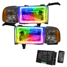 Load image into Gallery viewer, Oracle 94-02 Dodge Ram Pre-Assembled Halo Headlights - ColorSHIFT w/ 2.0 Controller SEE WARRANTY