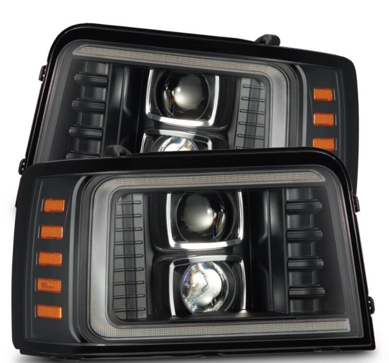 AlphaRex 880268 92-96 Ford F-Series/Bronco LUXX-Series Proj Headlights Blk w/Actv Light SeqSig & SBDRL