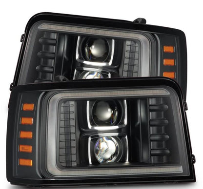 AlphaRex 880268 92-96 Ford F-Series/Bronco LUXX-Series Proj Headlights Blk w/Actv Light SeqSig & SBDRL