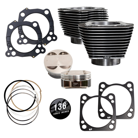 S&S Cycle 2017+ M8 Models 4.320in Bore 4.625in Stroke Cylinder Kit - Black Granite  w/ Highlight - 910-0850A