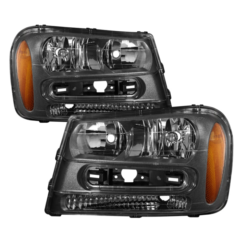 Xtune Chevy Trailblazer 02-09 Crystal Headlights Black HD-JH-CTB02-AM-BK SPYDER