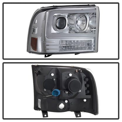 Spyder 99-04 Ford F-250 Super Duty Light Bar Projector Headlights - Chrome (PRO-YD-FF25099V2-LB-C) SPYDER