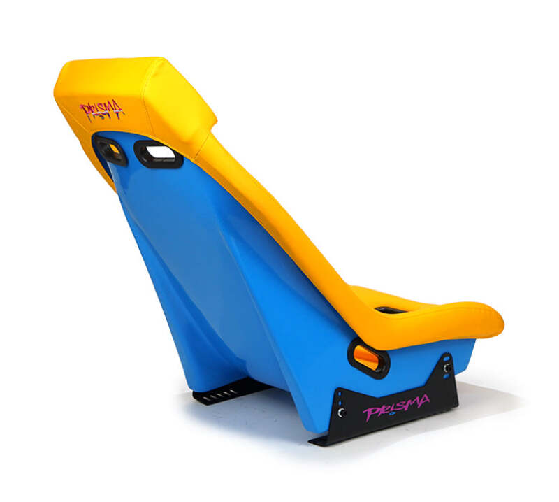 NRG GT Retro Bucket Seat - Yellow PVC Leather Yellow Stitching Off-White Fiberglass Back - PRI-100YL-OASIS