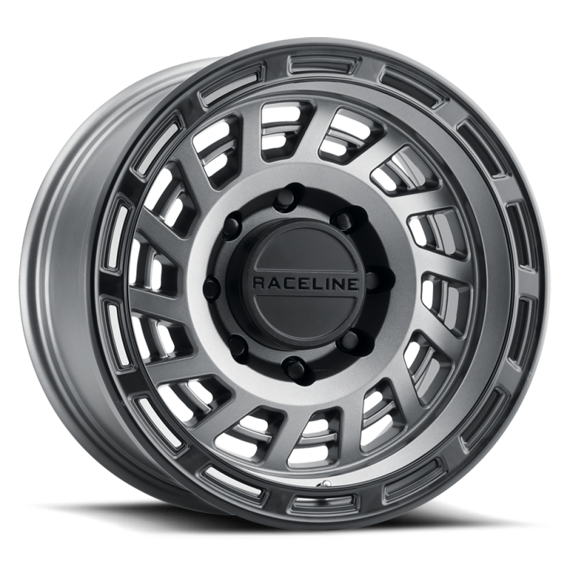 Raceline 957GB Halo 18x9in / 6x139.7 BP / -12mm Offset / 106.1mm Bore - Gunmetal & Black Lip Wheel