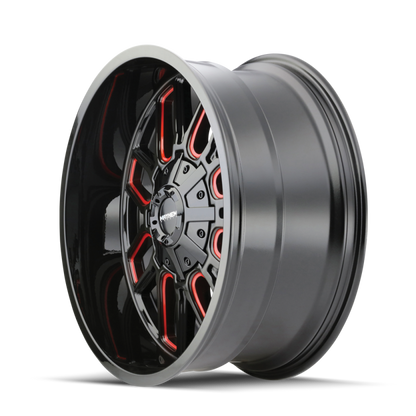 Mayhem 8107 Cogent 22x10 / 8x170 BP / -19mm Offset / 125.2mm Hub Gloss Black Milled Prism Red Wheel