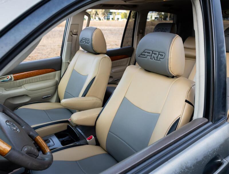 PRP 03-09 Lexus GX470 Front Seat Covers (Pair) - Black w/ Red Stitch
