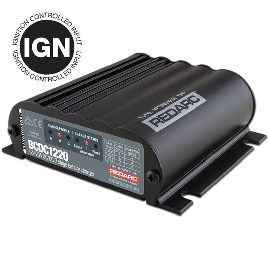 REDARC DC/DC 3-Stage In-Vehicle Battery Charger (Ignition Control) - 12V 20A REDARC