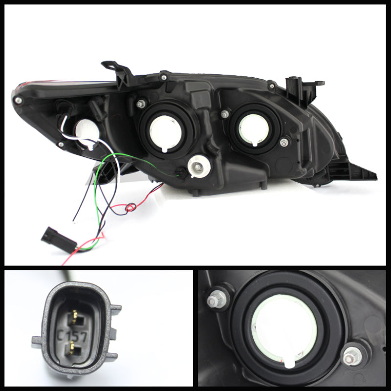 Spyder Toyota Corolla 11-13 Projector Headlights Halogen Model Only - DRL LED Blk PRO-YD-TC11-DRL-BK SPYDER