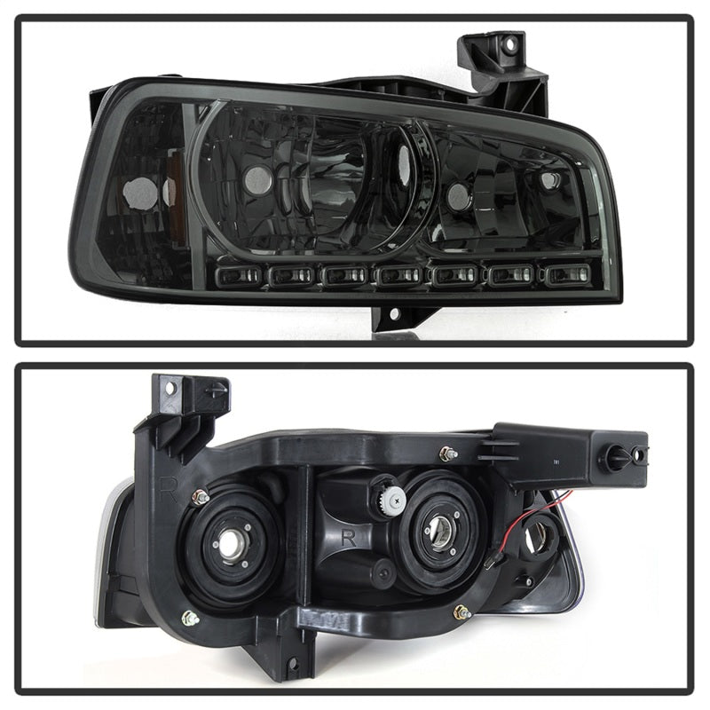 Xtune Dodge Charger 06-10 1Pc LED Crystal Headlights Smoke HD-ON-DCH05-1PC-LED-SM SPYDER