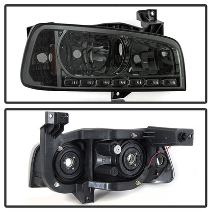 Xtune Dodge Charger 06-10 1Pc LED Crystal Headlights Smoke HD-ON-DCH05-1PC-LED-SM SPYDER