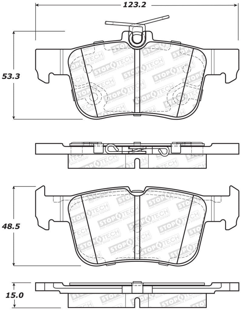 StopTech Premium Ceramic Rear Brake Pads - 308.16650