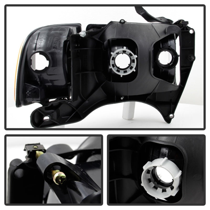 Xtune Dodge Ram Sport Model Only 1999-2002 OEM Headlights Black HD-JH-DR99-SP-BK SPYDER