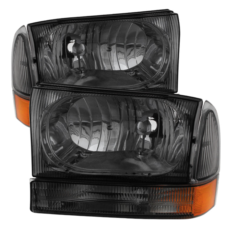 Xtune Ford F250/350/450 Superduty 99-04 Crystal Headlights w/ Bumper Lights HD-JH-FF25099-AM-SM SPYDER