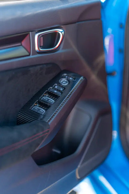 OLM LE Carbon Fiber Window Switch Panel Covers (Set of 4) - 2022+ FL Honda Civic / FL5 Type R