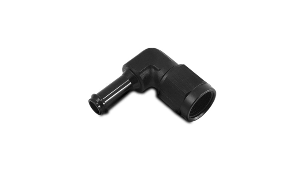 Vibrant -8AN to 1/2" Hose Barb 90° Adapter | Black Anodized Aluminum (12028)