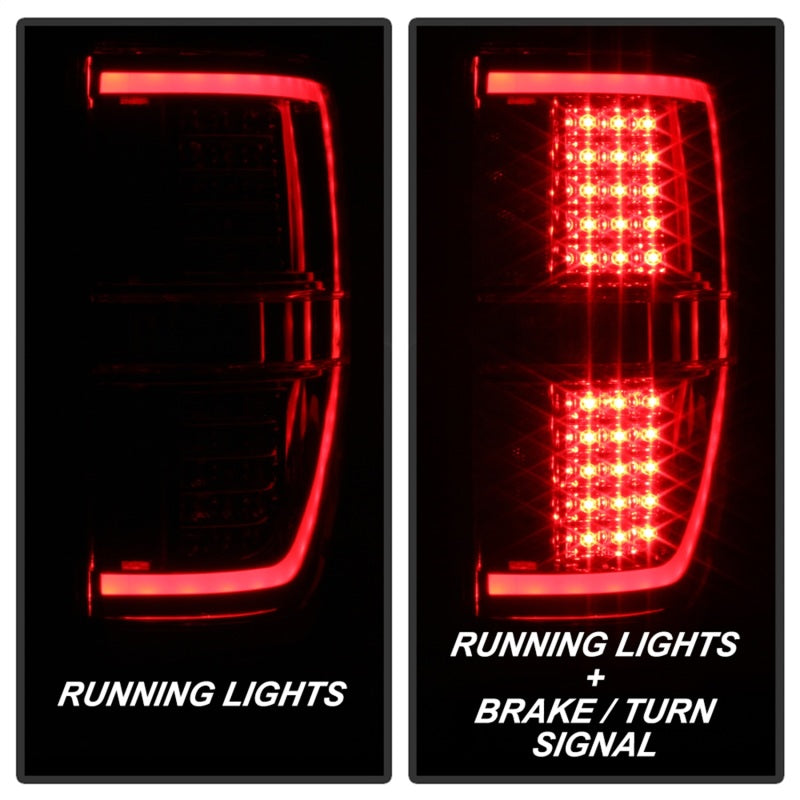 xTune 09-14 Ford F-150 Light Bar LED Tail Lights - Red Clear (ALT-JH-FF15009-LBLED-RC) SPYDER