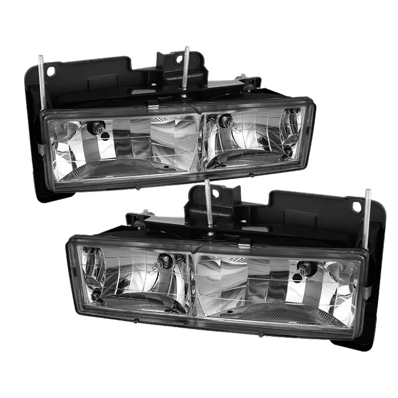 Xtune Chevy Suburban 88-98 Crystal Headlights Chrome HD-JH-CCK88-C SPYDER