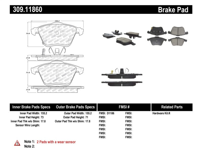 StopTech Performance 06-07 Mazda 6 Front Brake Pads