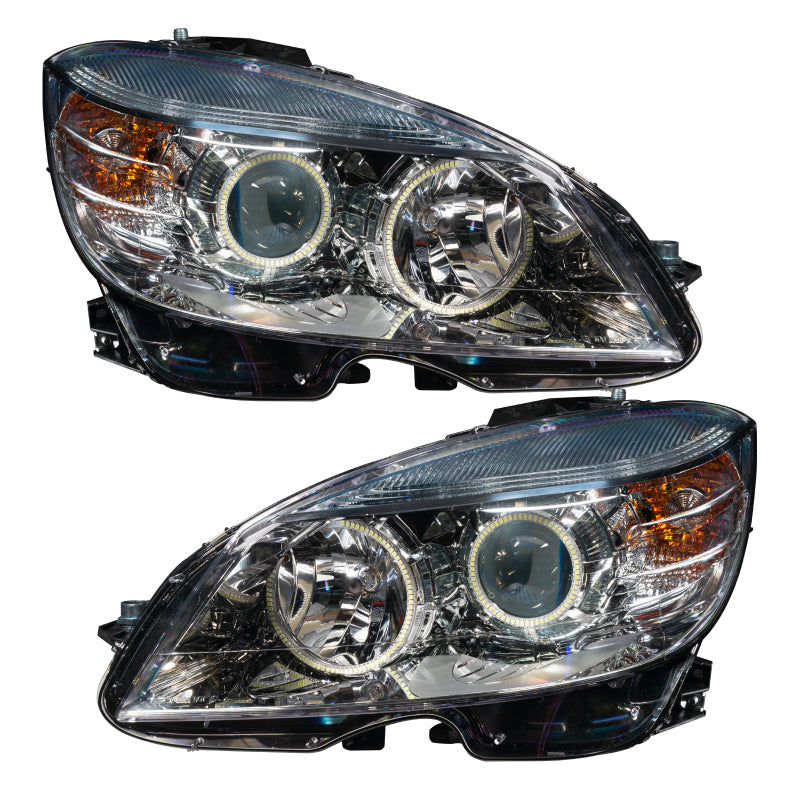 Oracle 08-11 Mercedes Benz C-Class Pre-Assembled Headlights - Chrome Housing - White SEE WARRANTY