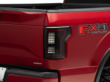Raxiom LED Tail Lights with Sequential Turn Signals; Black Housing; Smoked Lens