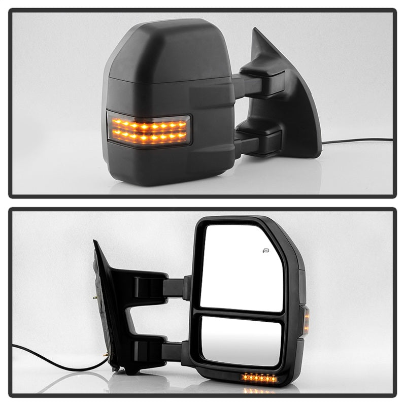 xTune 99-07 Ford SuperDuty Heated LED Telescoping Pwr Mirrors-Smk (Pair) (MIR-FDSD99S-G4-PW-RSM-SET) SPYDER