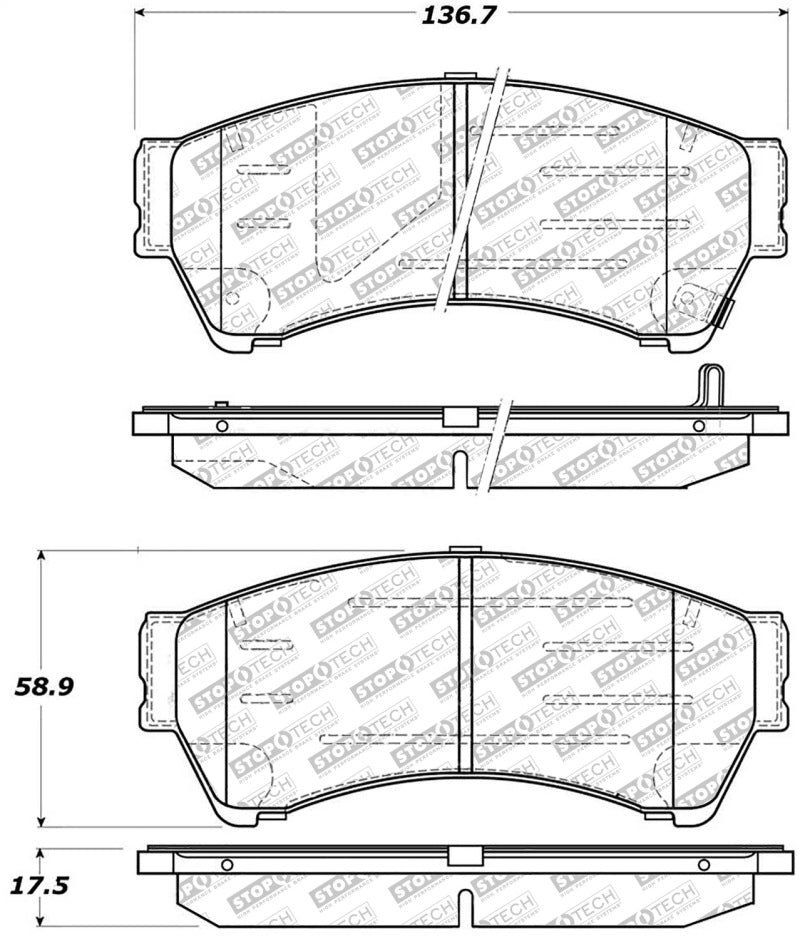 StopTech Street Disc Rear Brake Pads - 305.11640