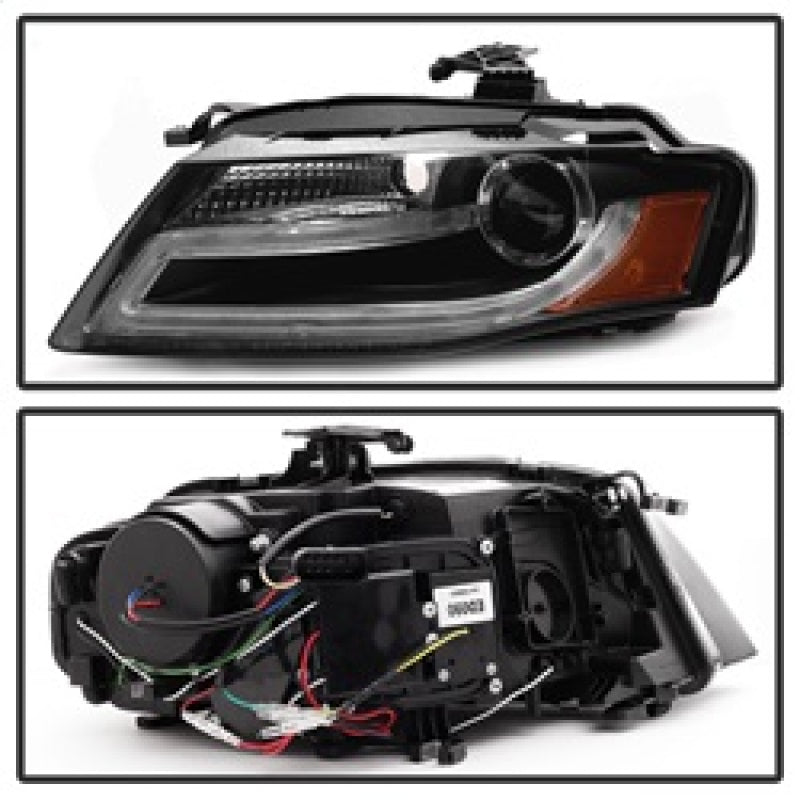 Spyder Audi A4 09-12 Projector Headlights Halogen Model Only - DRL LED Black PRO-YD-AA408-DRL-BK SPYDER
