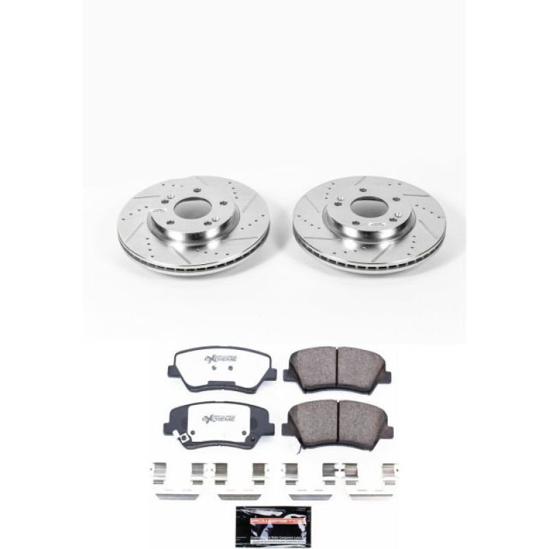 Power Stop 11-16 Hyundai Elantra Front Z26 Street Warrior Brake Kit PowerStop