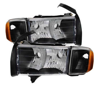 Xtune Dodge Ram Sport Model Only 1999-2002 OEM Headlights Black HD-JH-DR99-SP-BK SPYDER