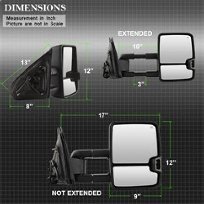 xTune Chevy Silverado 14-16 Heated Smoke LED Signal Telescoping Mirrors MIR-CSIL14S-G2-PWH-SM-SET SPYDER