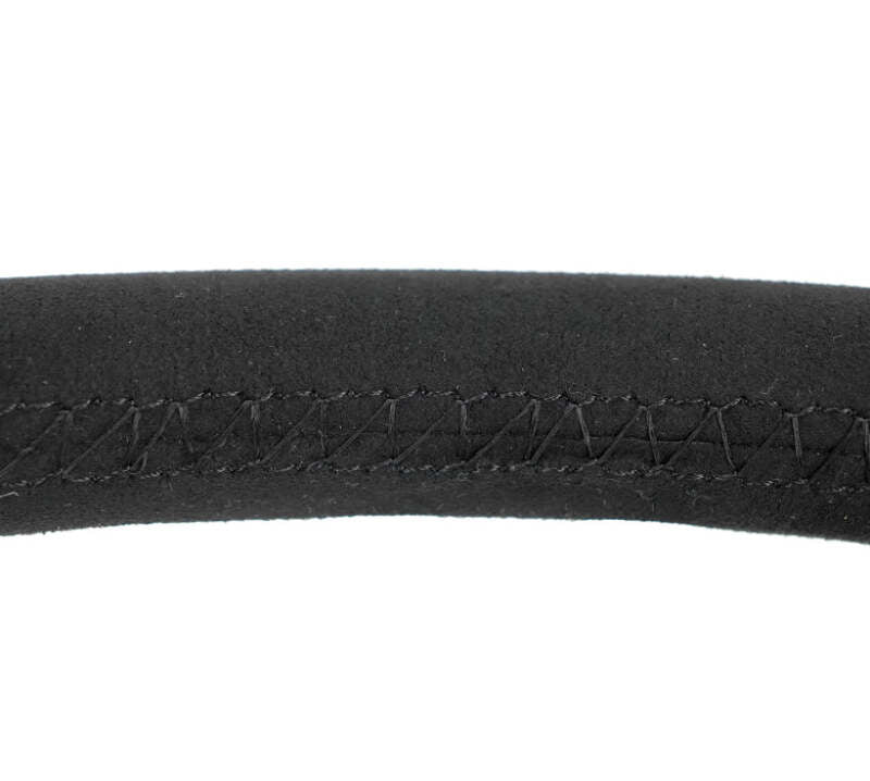 NRG Reinforced Stealth Wheel (380mm) 3 Spoke Center - 1in Deep Dish - Vegan Suede Red Stitch - RST-380-STL-SA