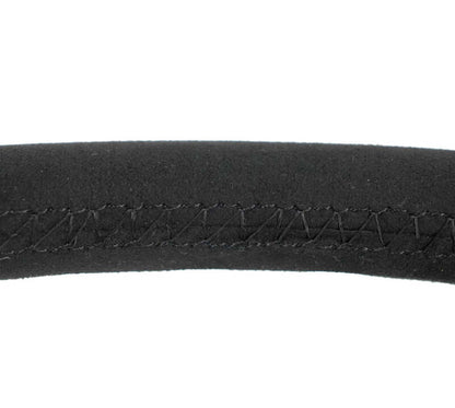 NRG Reinforced Stealth Wheel (380mm) 3 Spoke Center - 1in Deep Dish - Vegan Suede Red Stitch - RST-380-STL-SA