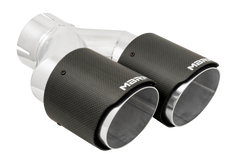 MBRP 3in ID / Dual 4in OD Out Staggered L 9.37in / R 9.87in Dual Wall Carbon Fiber Univ Exhaust Tip
